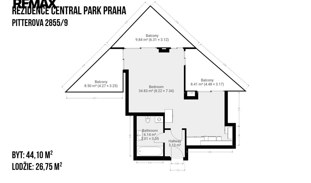 Pronájem bytu 1+kk 44 m², Praha – náhled fotky 17