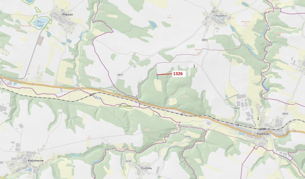 Dražba lesa, 1403 m², Třebíč, Vladislav