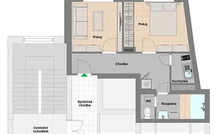 Pronájem pokoje 12 m², Sladkovského, Pardubice - Zelené Předměstí