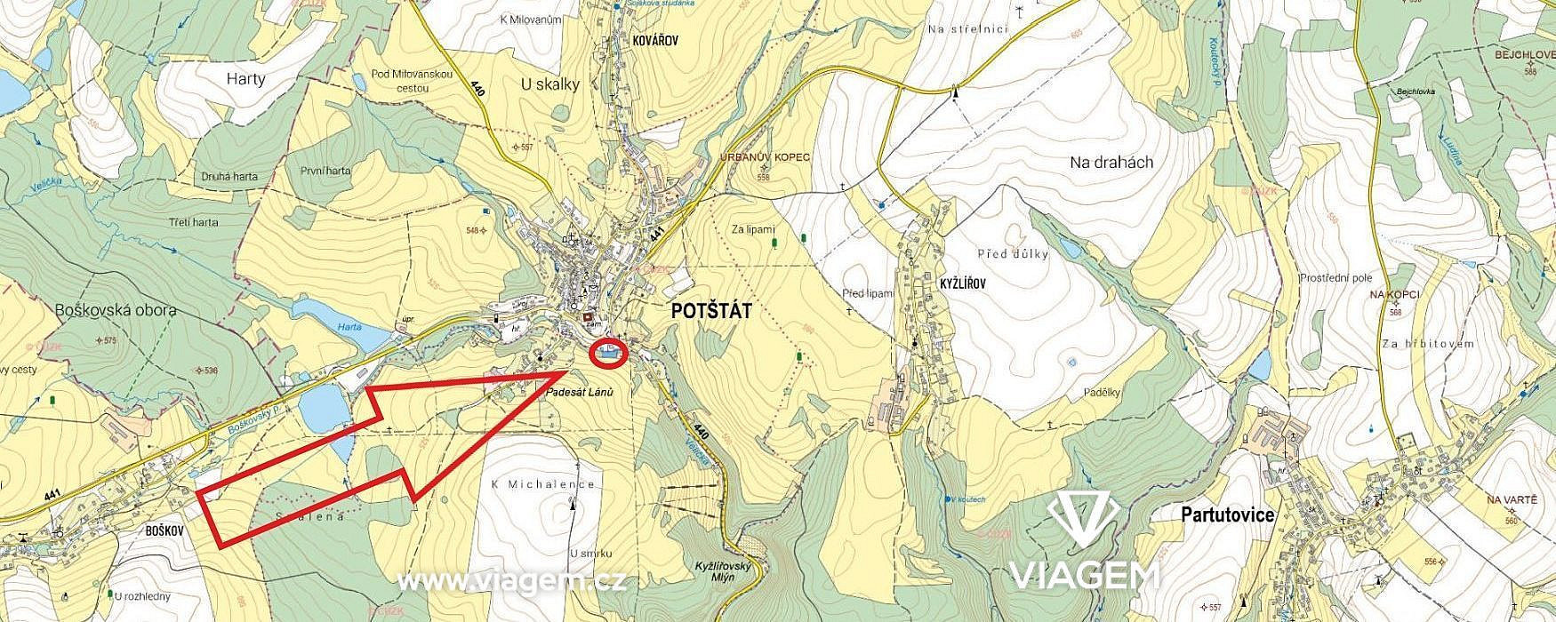 Zahrada 2 375 m² – pohled 3