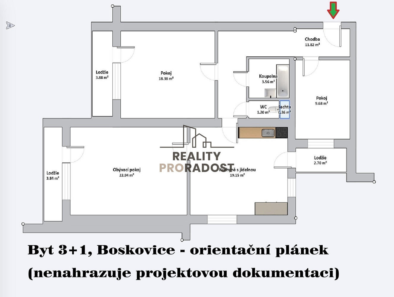 Prodej bytu 3+1 91 m² – fotografie 3