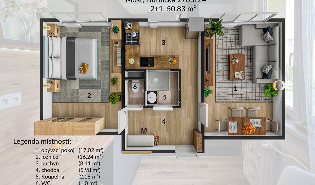 Pronájem bytu 2+1 51 m², Most – náhled fotky 6