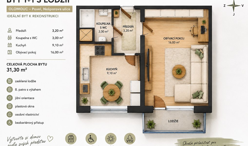 Prodej bytu 1+1 32 m², Olomouc – náhled fotky 14