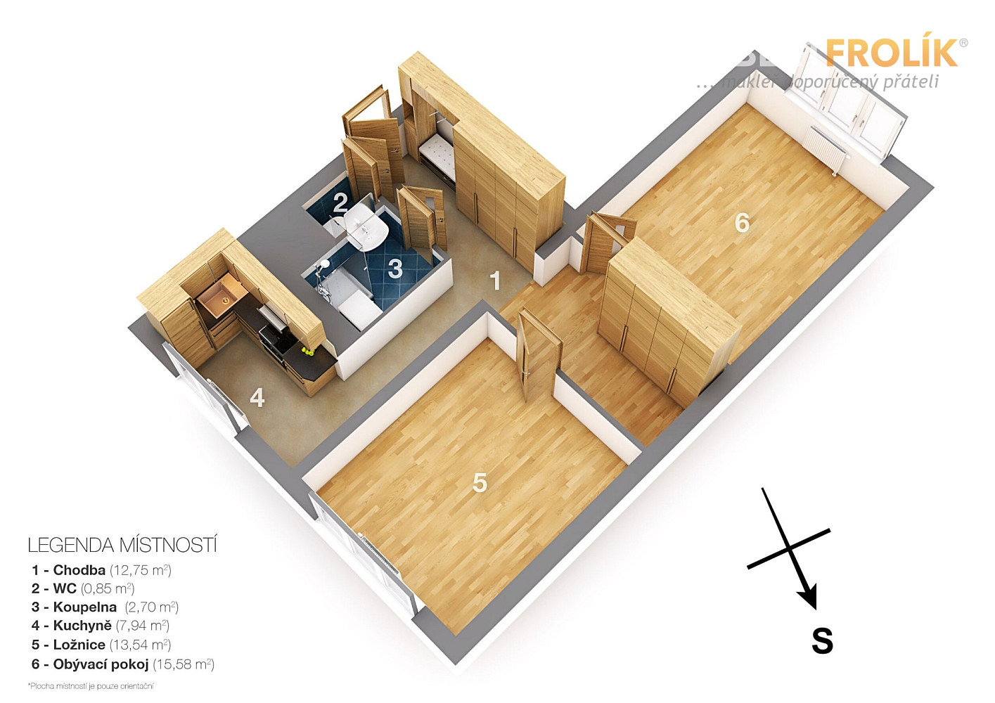 Pronájem bytu 2+1 55 m² – fotografie 4