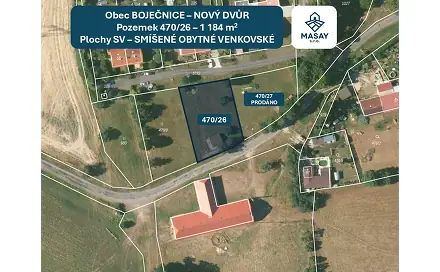 Prodej stavebního pozemku 1 184 m², Bor - Boječnice, okres Tachov