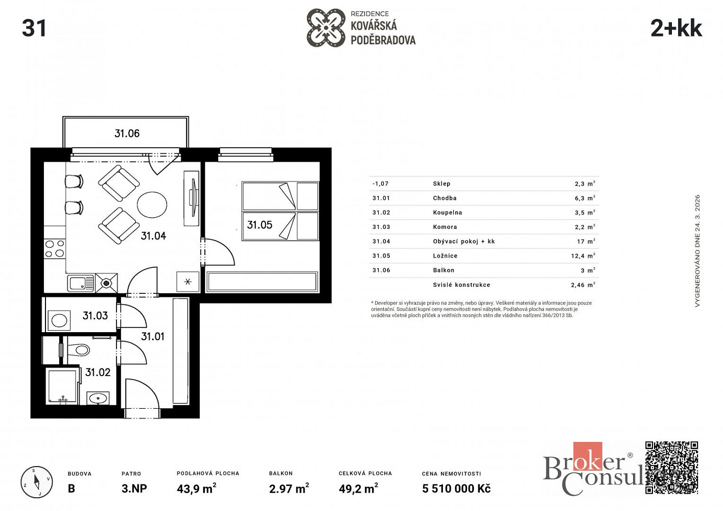 Prodej bytu 2+kk 49 m² — photo 3