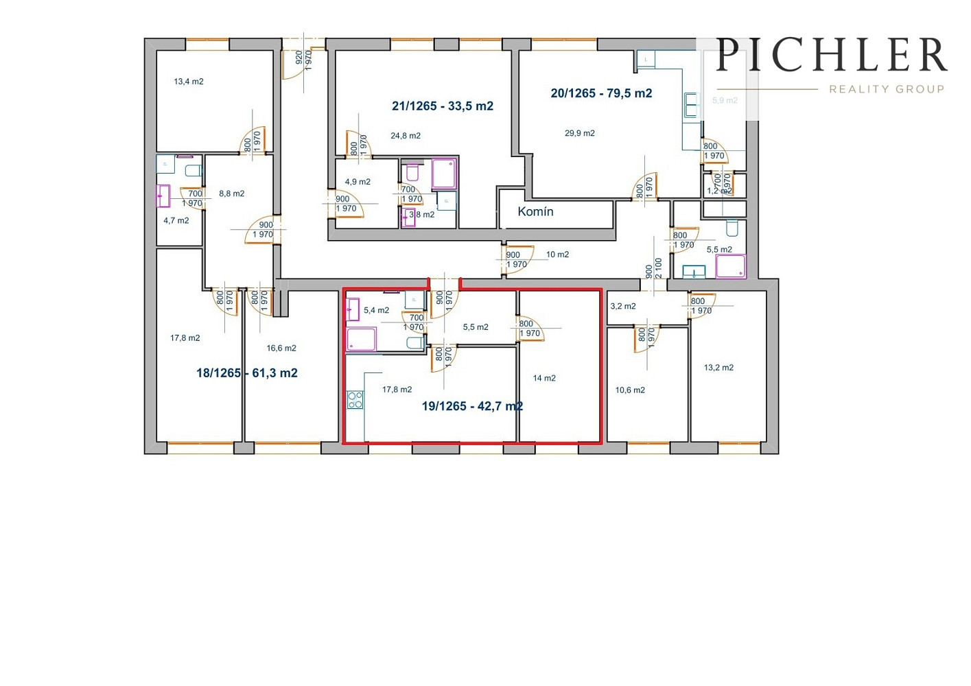 Pronájem bytu 2+kk 43 m² - Widok 3