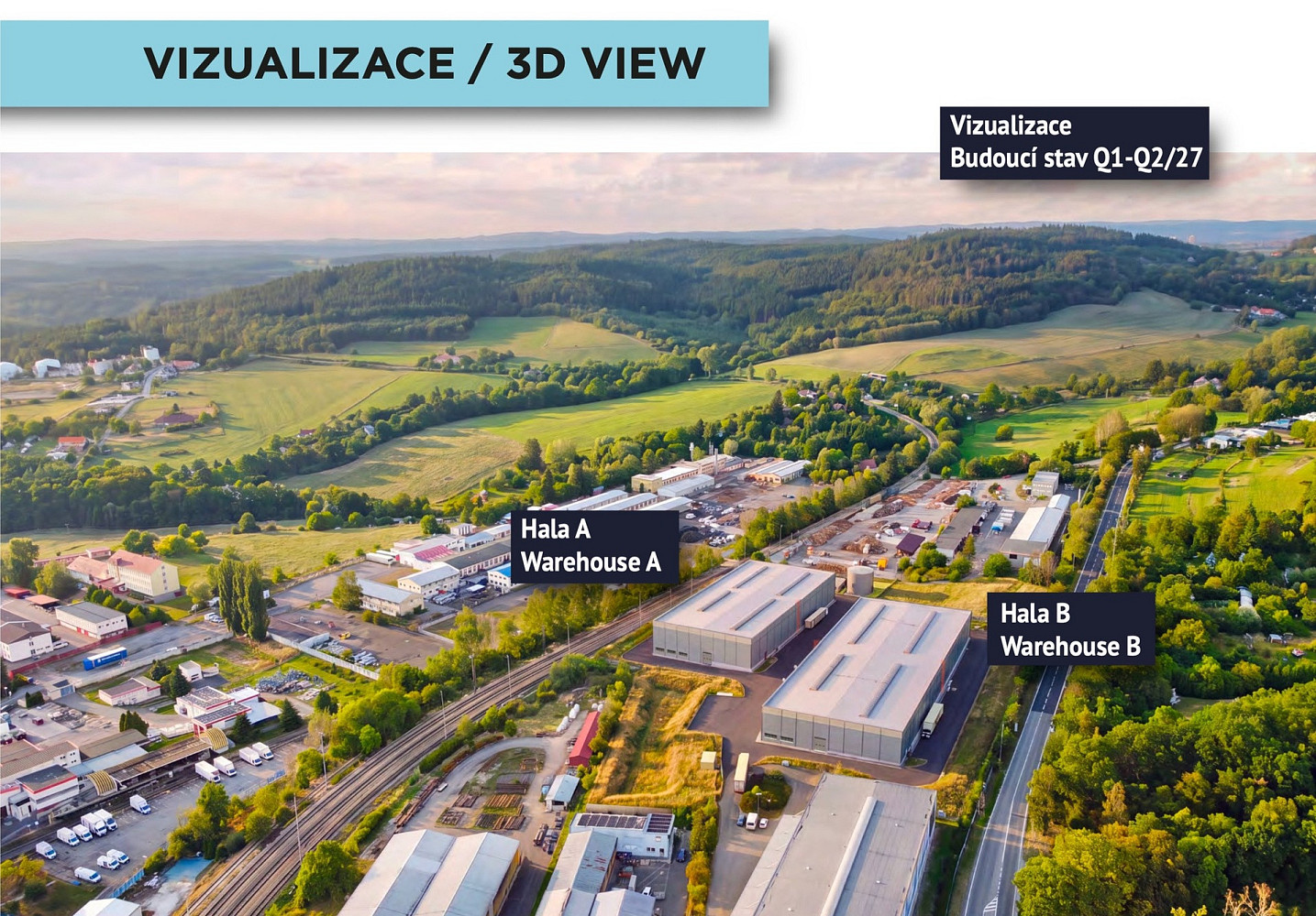 Pronájem moderních skladových a výrobních prostor Průmyslový areál BP Písek (až 7 682 m²), možnost