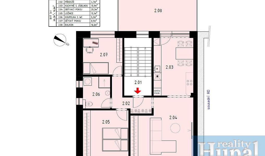 Pronájem bytu 3+kk 66 m², Pelhřimov – náhled fotky 2