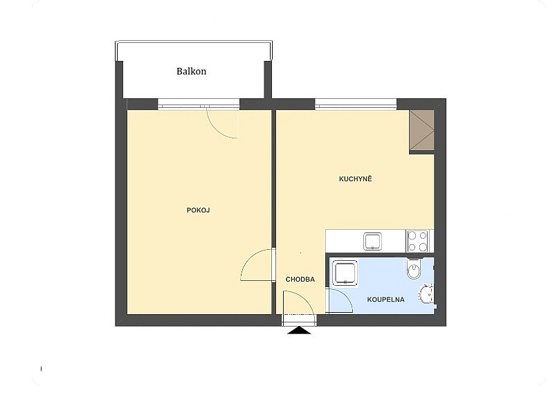 Pronájem bytu 1+1 35 m² – pohled 2