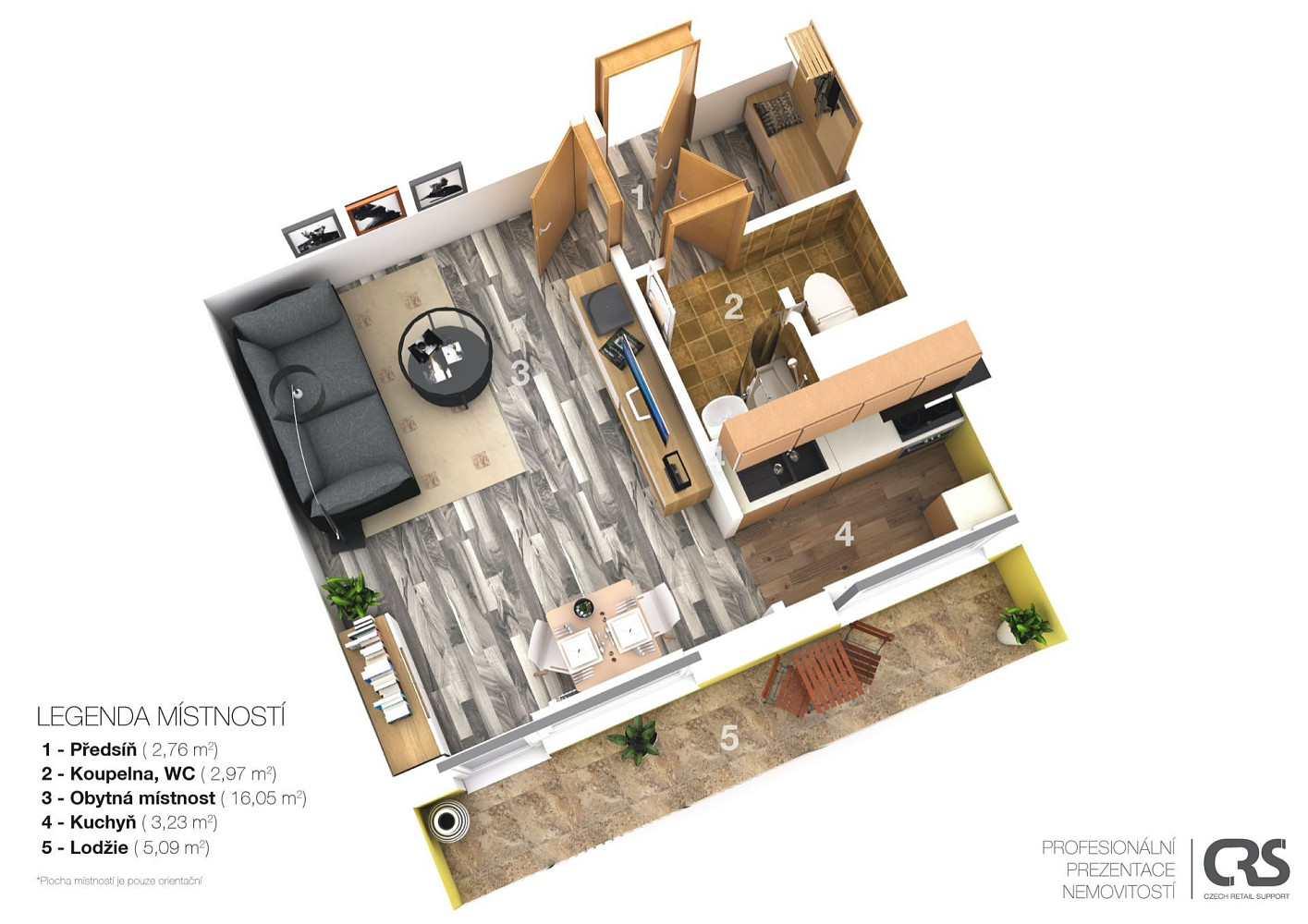 Pronájem bytu 1+kk 32 m² – fotografie 3