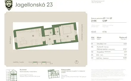 Prodej bytu 2+kk 47 m², Jagellonská, Praha 3 - Žižkov
