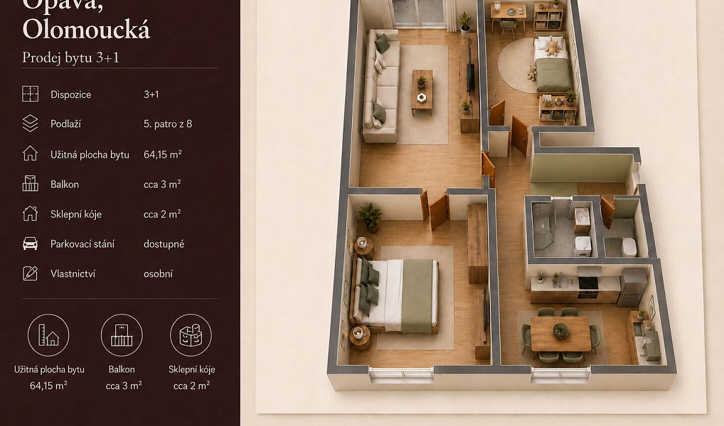 Prodej bytu 3+1 64 m², Opava – náhled fotky 14