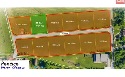 Prodej stavebního pozemku 1 066 m², Přerov