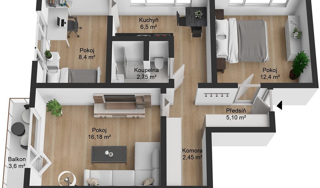 Prodej bytu 3+1 54 m², Sezimovo Ústí – náhled fotky 4