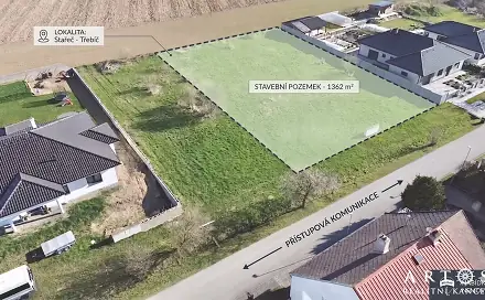 Prodej stavebního pozemku 1 362 m², Stařeč, okres Třebíč