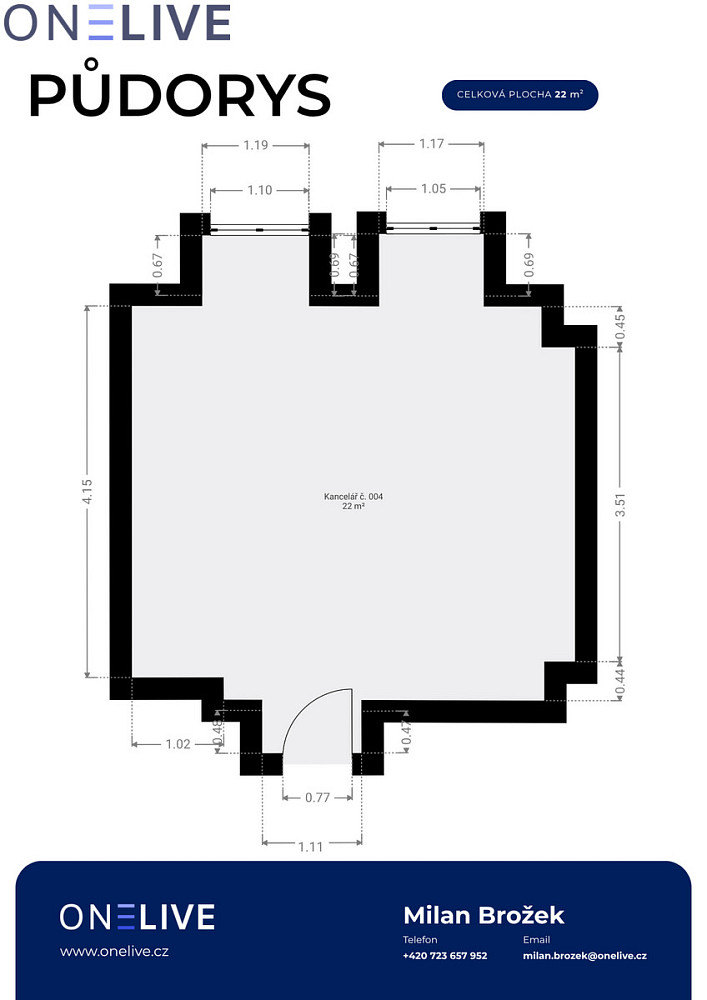 Pronájem kanceláře 22 m² – fotografie 3