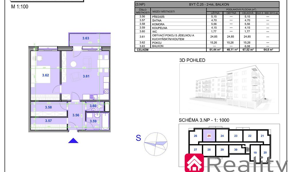 Prodej bytu 2+kk 67 m², Pohořelice – náhled fotky 5