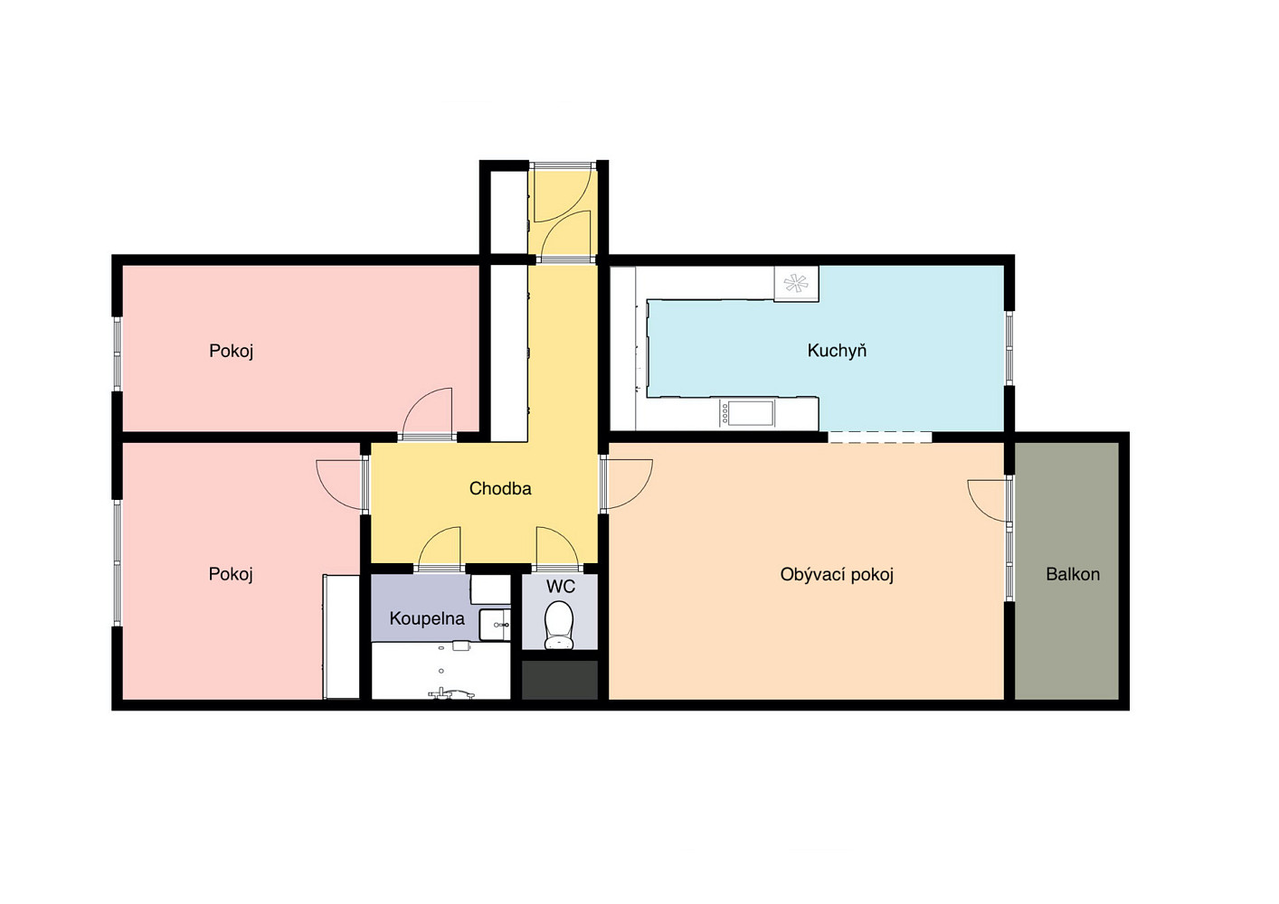 Pronájem bytu 3+1 72 m² – fotografie 2