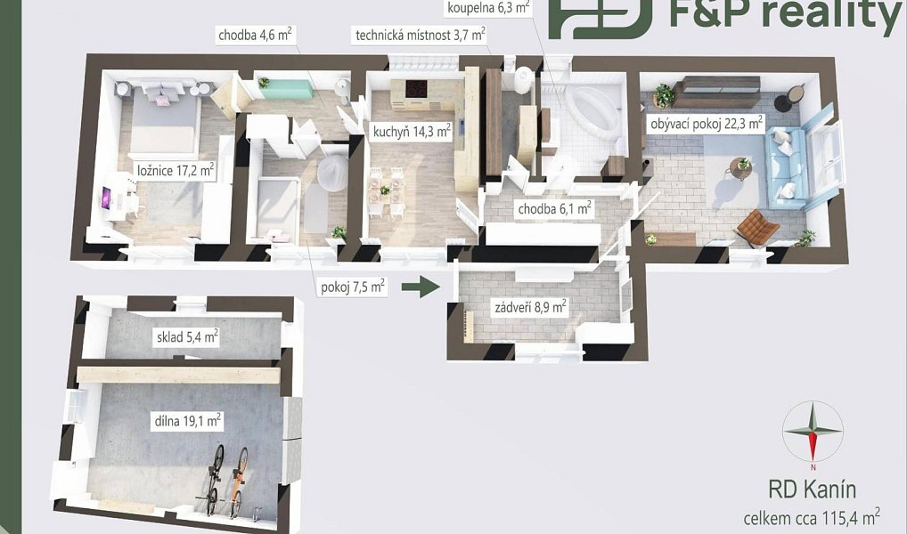 Prodej domu 93 m² s pozemkem 537 m², Opolany – náhled fotky 17