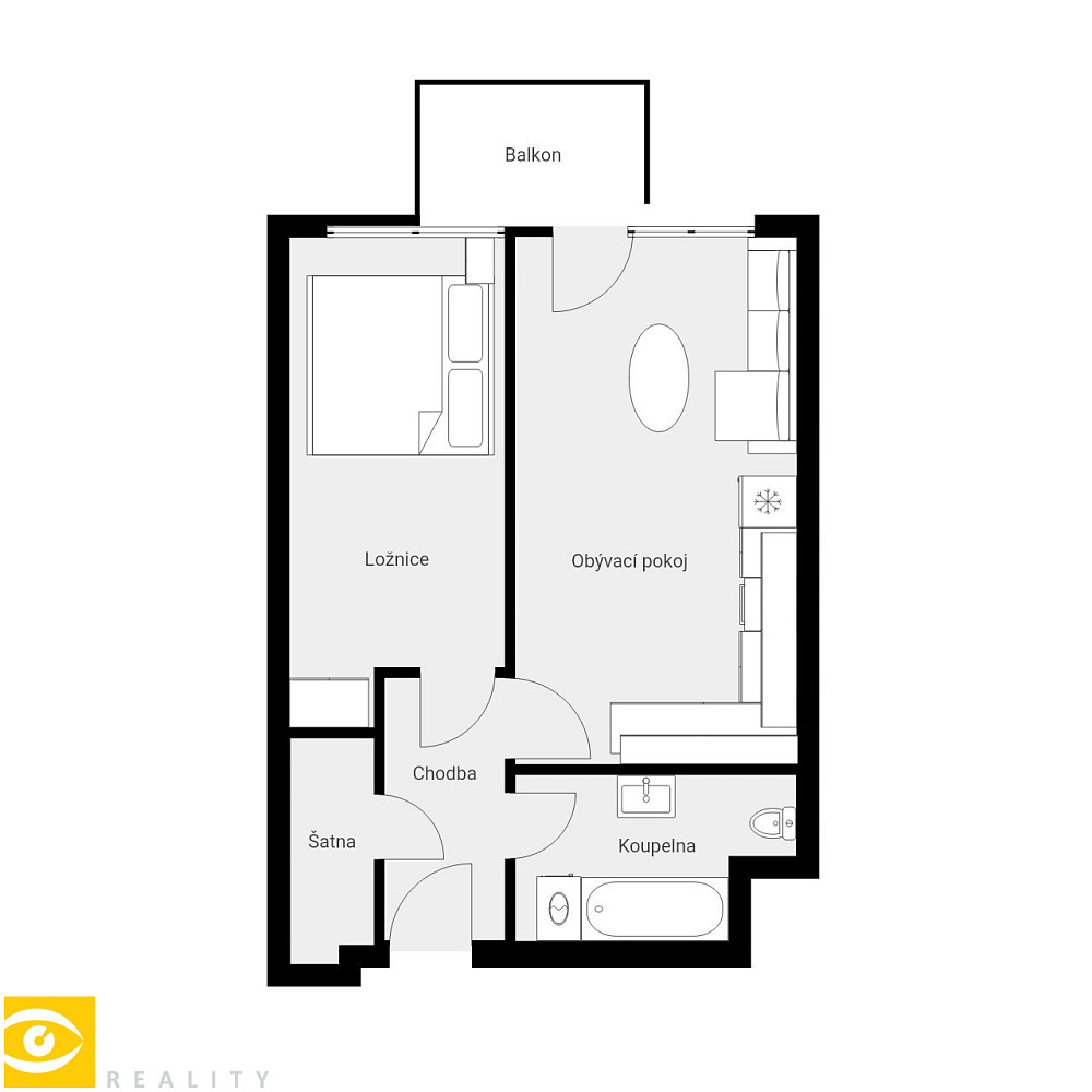 Pronájem bytu 2+kk 46 m² – fotografie 2