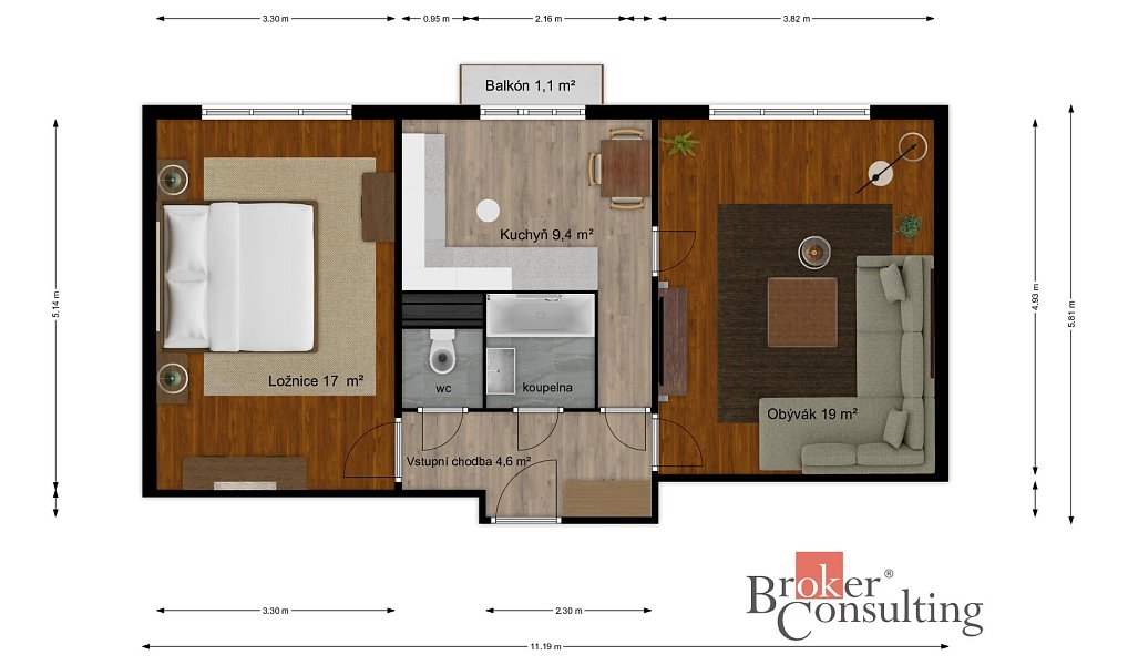 Prodej bytu 2+1 55 m², Praha – náhled fotky 3