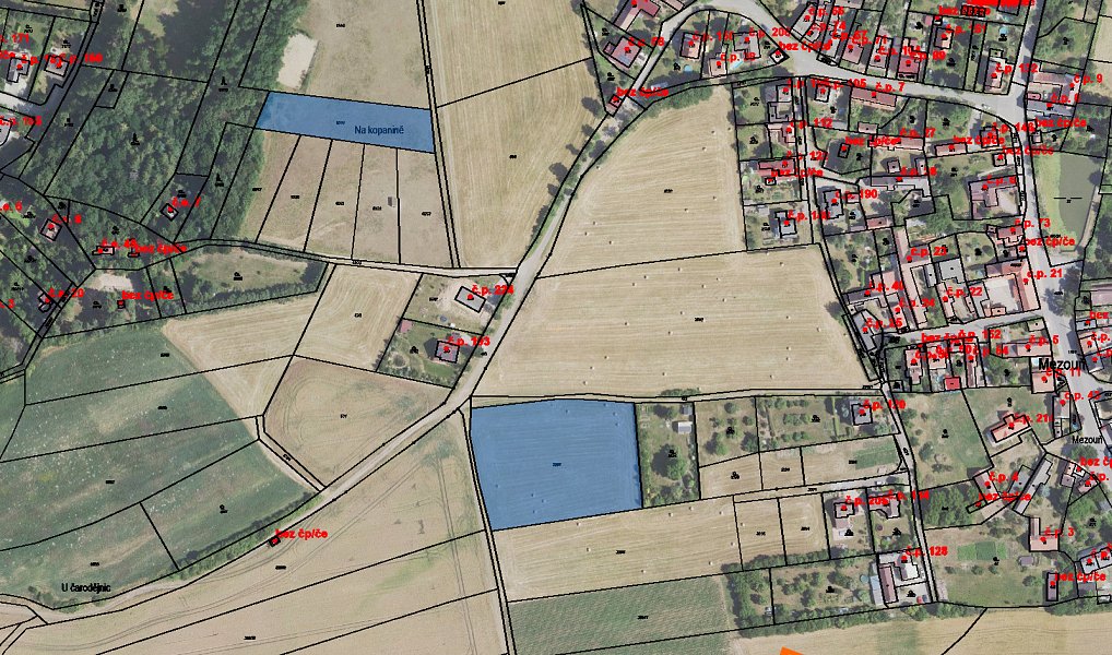 Prodej stavebního pozemku 2 093 m², Mezouň – fotka 1 z 4