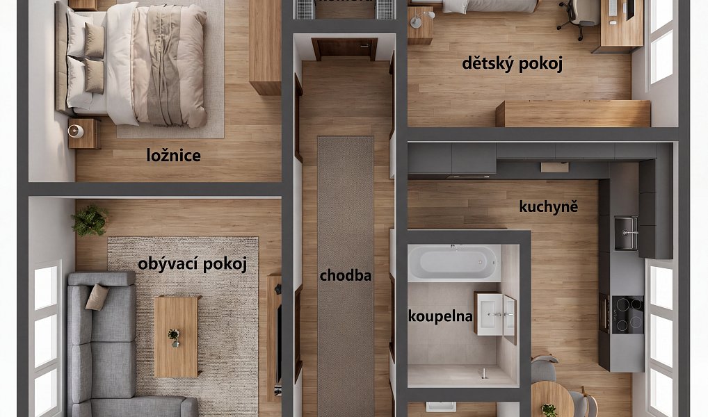 Prodej bytu 3+1 64 m², Konice – náhled fotky 2
