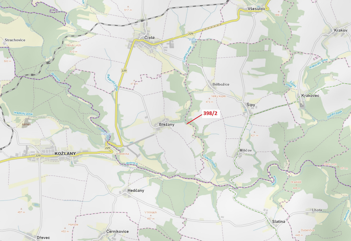 Dražba lesa 63 m², Břežany