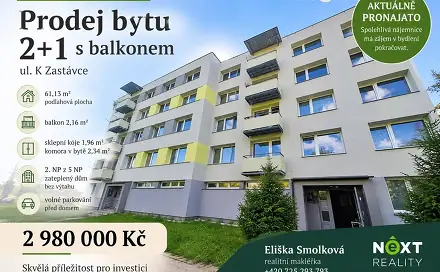 Prodej bytu 2+1 61 m², K Zastávce, Veselí nad Lužnicí - Veselí nad Lužnicí I, okres Tábor