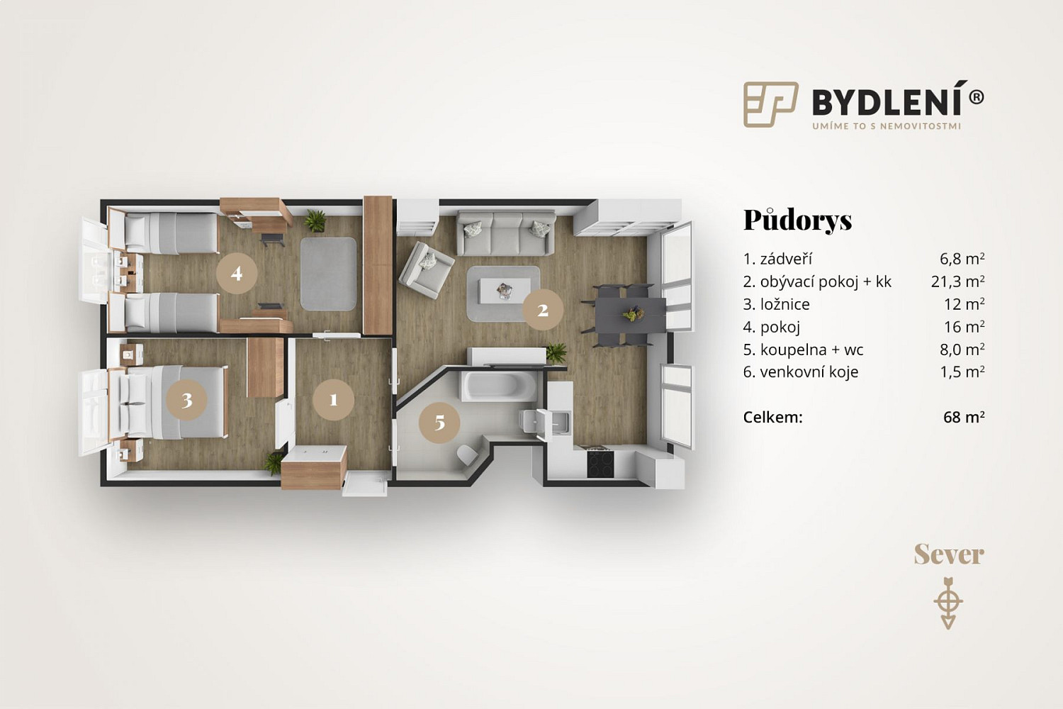 Pronájem bytu 3+1 68 m² – fotografie 4