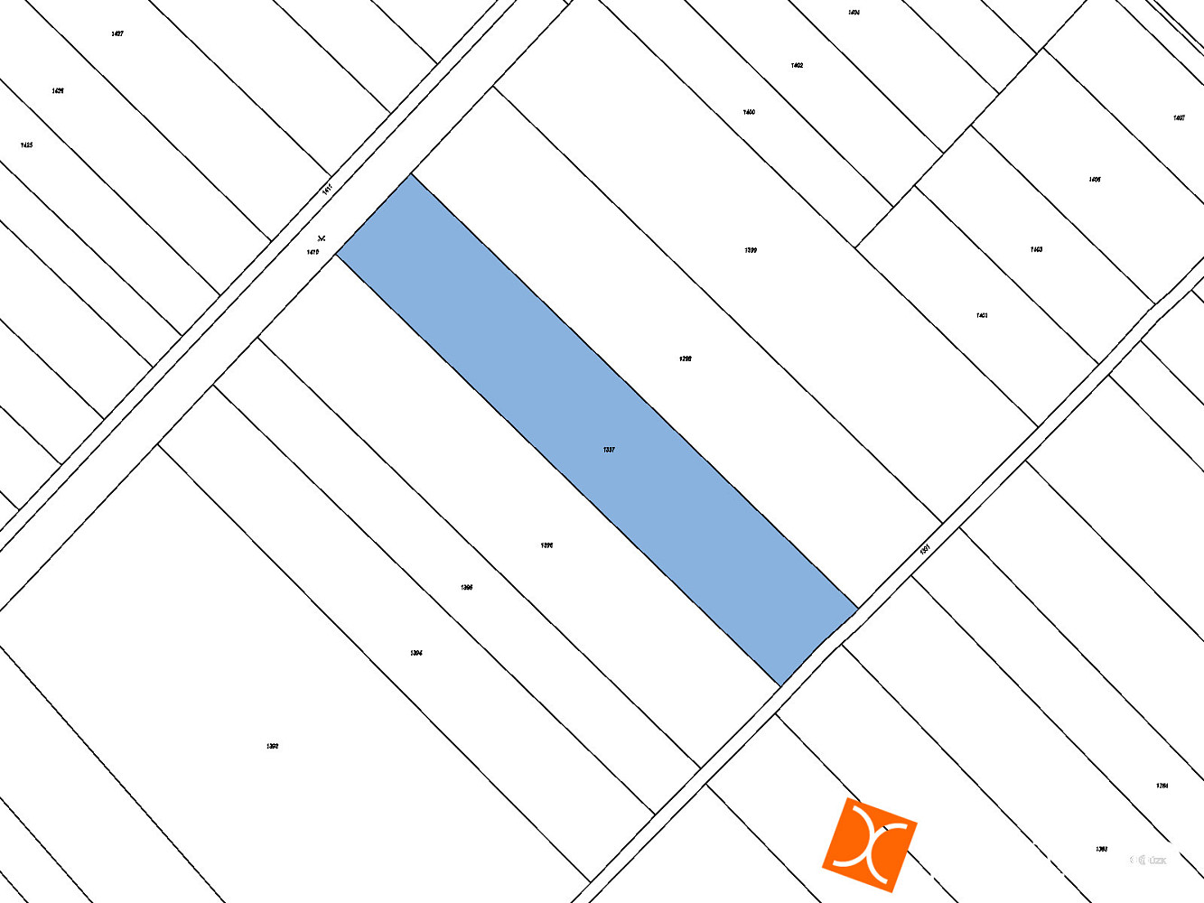Prodej 3/28 pozemku 972 m² – pohled 2