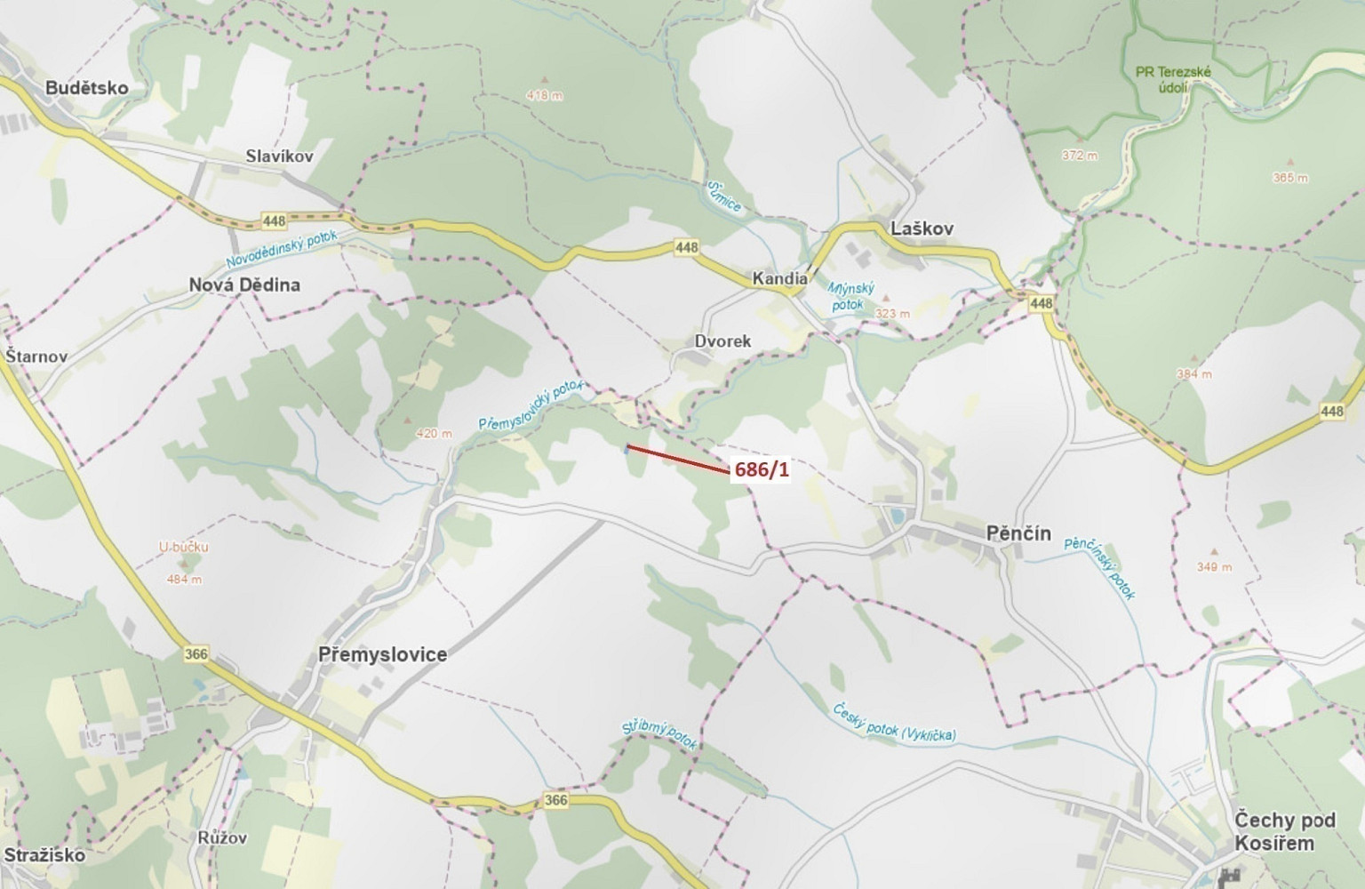Dražba lesa 1 280 m²