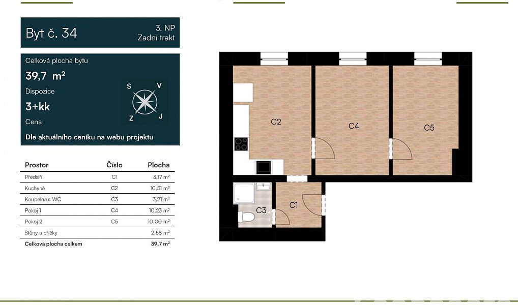 Pronájem bytu 3+kk 40 m², Přerov – náhled fotky 3