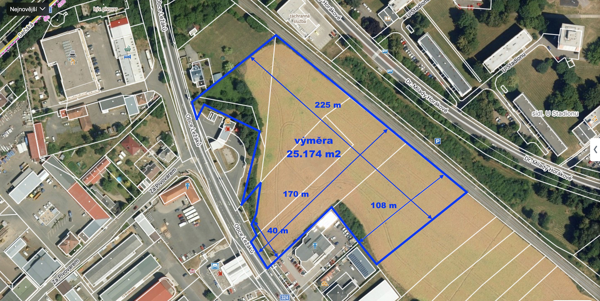 Prodej komerčního pozemku 25 174 m²