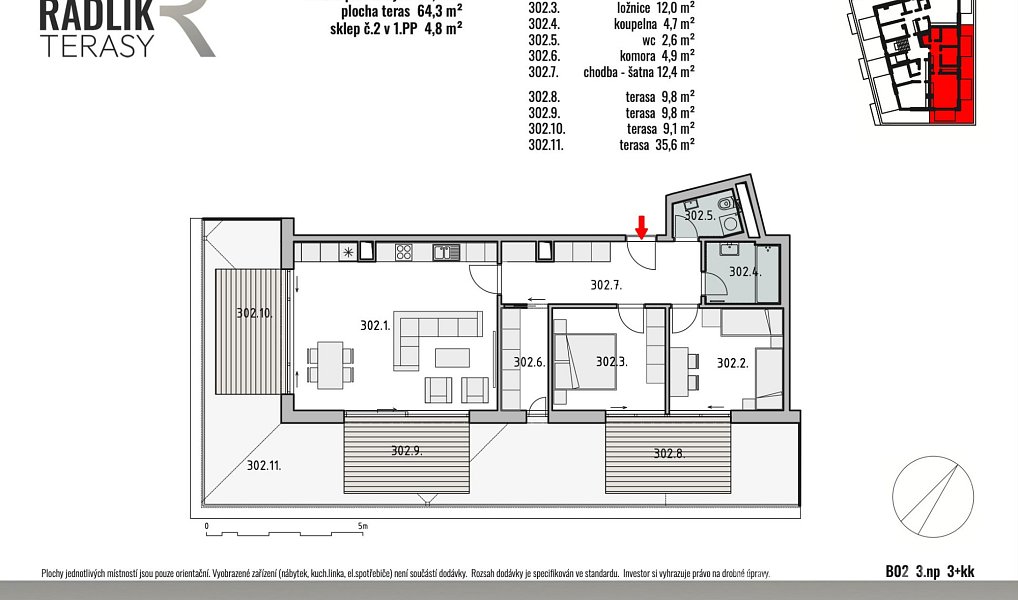 Prodej bytu 3+kk 83 m², Jílové u Prahy – náhled fotky 6