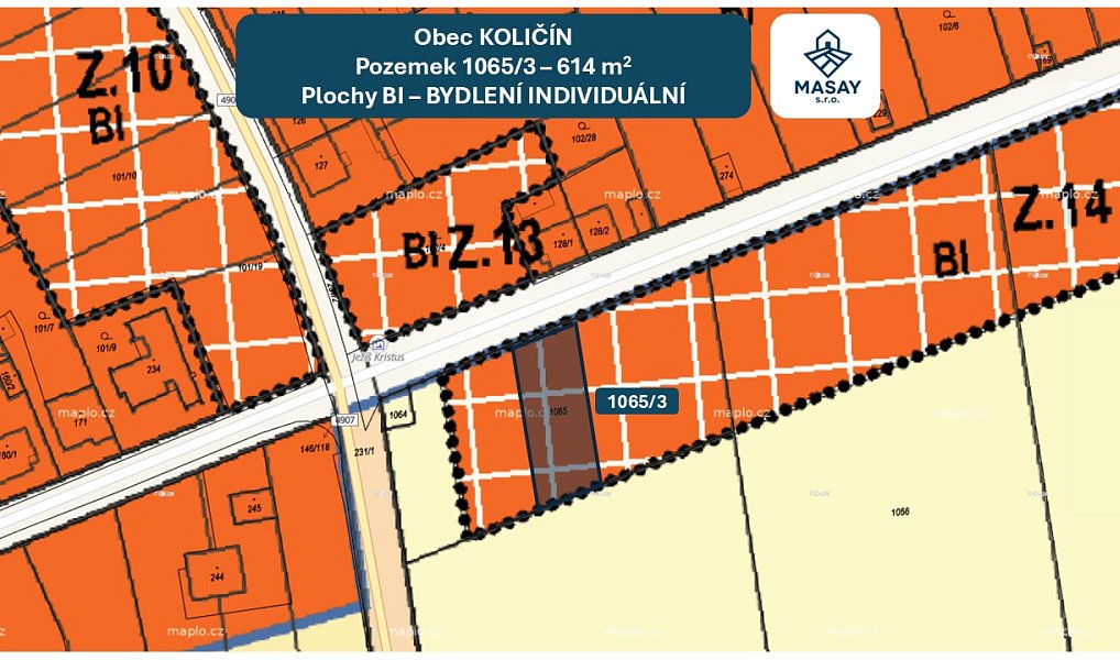 Prodej stavebního pozemku 614 m², Holešov – náhled fotky 2