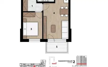 Pronájem bytu 2+kk 45 m²