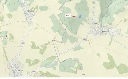Dražba lesa 1 462 m², Stebno