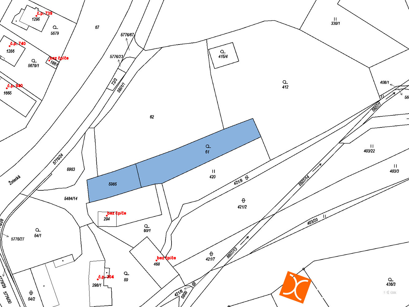 Prodej stavebního pozemku 200 m² - Widok 2