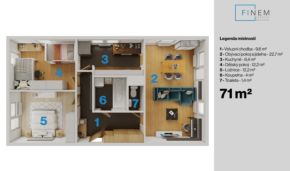 Prodej bytu 3+1 73 m², Libčice nad Vltavou – náhled fotky 3