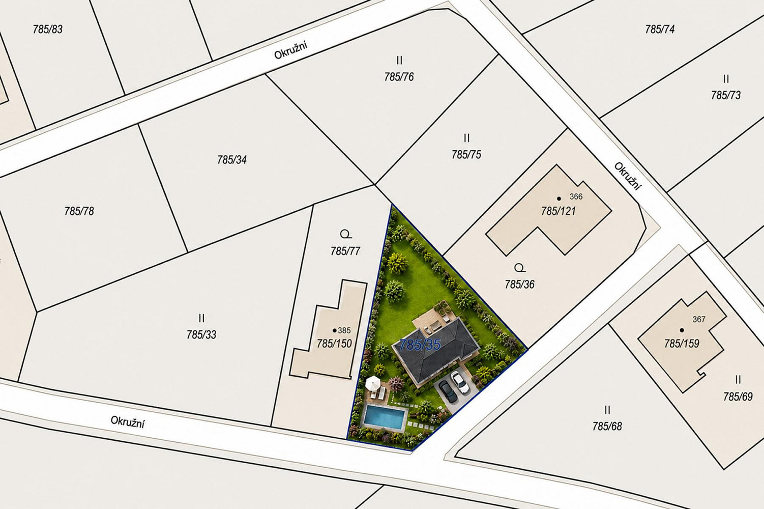 Prodej stavebního pozemku 733 m² – fotografie 2