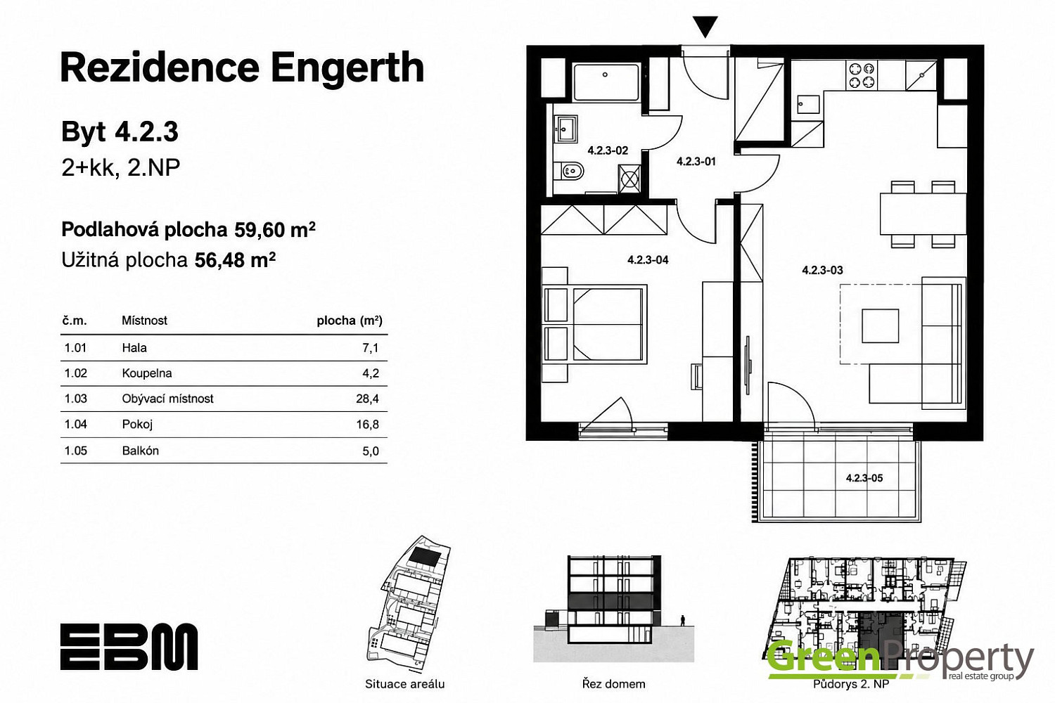Pronájem bytu 2+kk 57 m² – fotografie 4