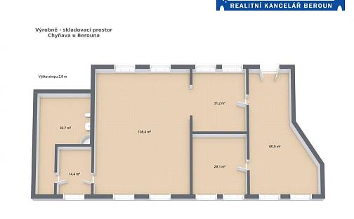 Pronájem výrobních prostor 172 m², Hýskovská, Chyňava, okres Beroun
