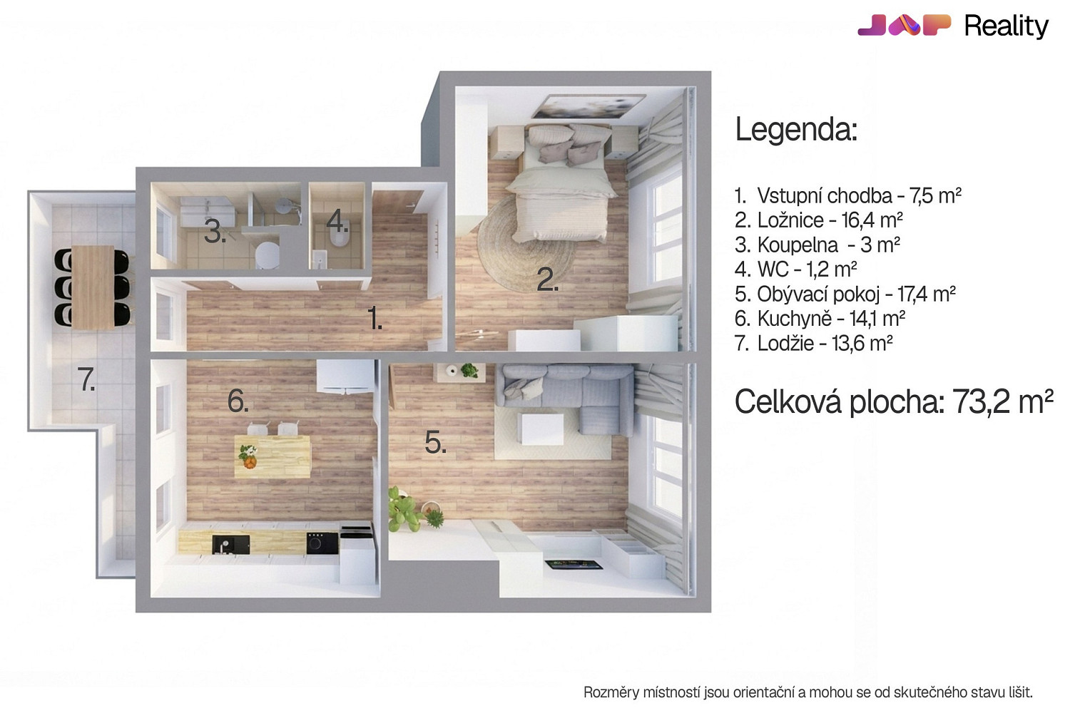 Pronájem bytu 2+1 73 m² – fotografie 4