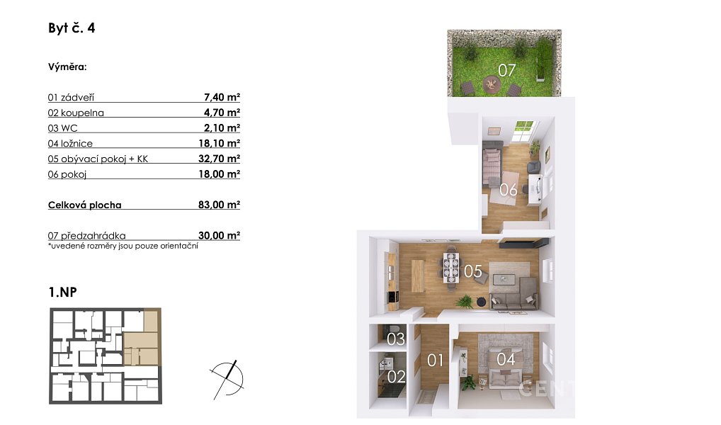 Prodej bytu 3+kk 83 m², Postupice – náhled fotky 9