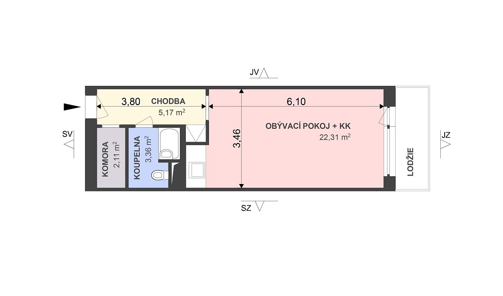 Prodej bytu 1+kk 34 m², Hradec Králové – náhled fotky 3