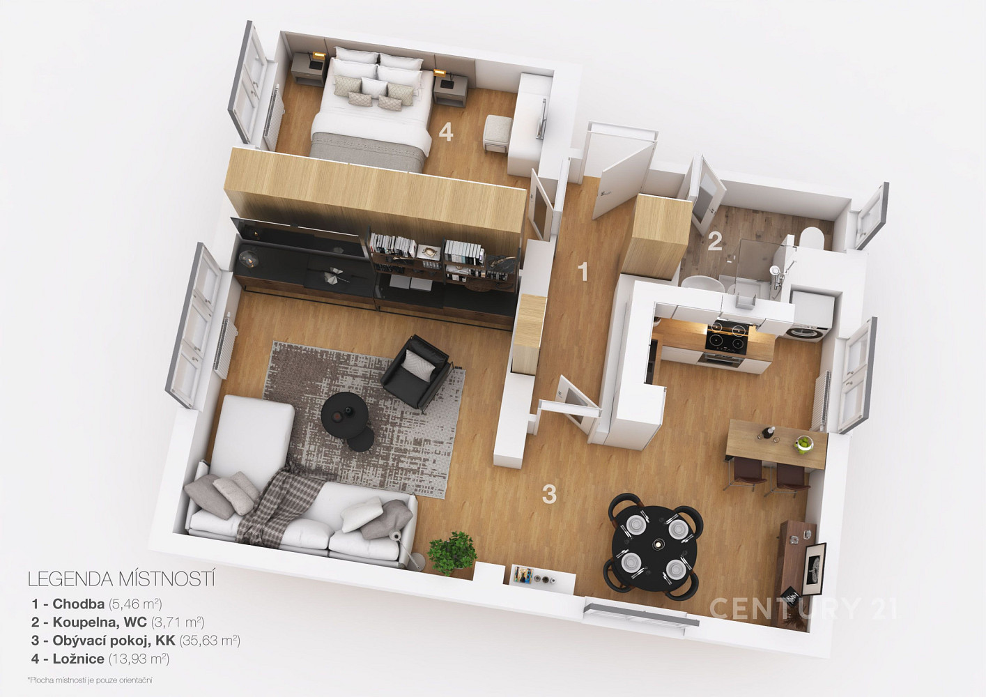 Pronájem bytu 2+kk 66 m² – fotografie 3