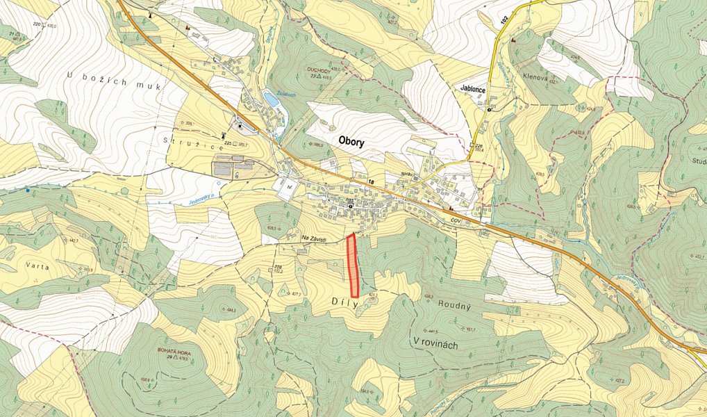 Prodej pole 4 793 m², Obory – náhled fotky 2