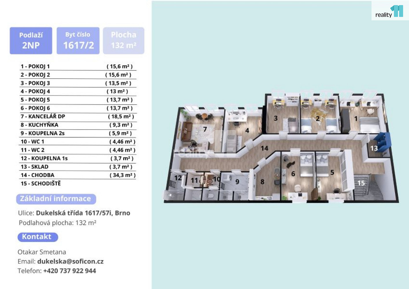 5 rooms, 132.0 m² in Brno